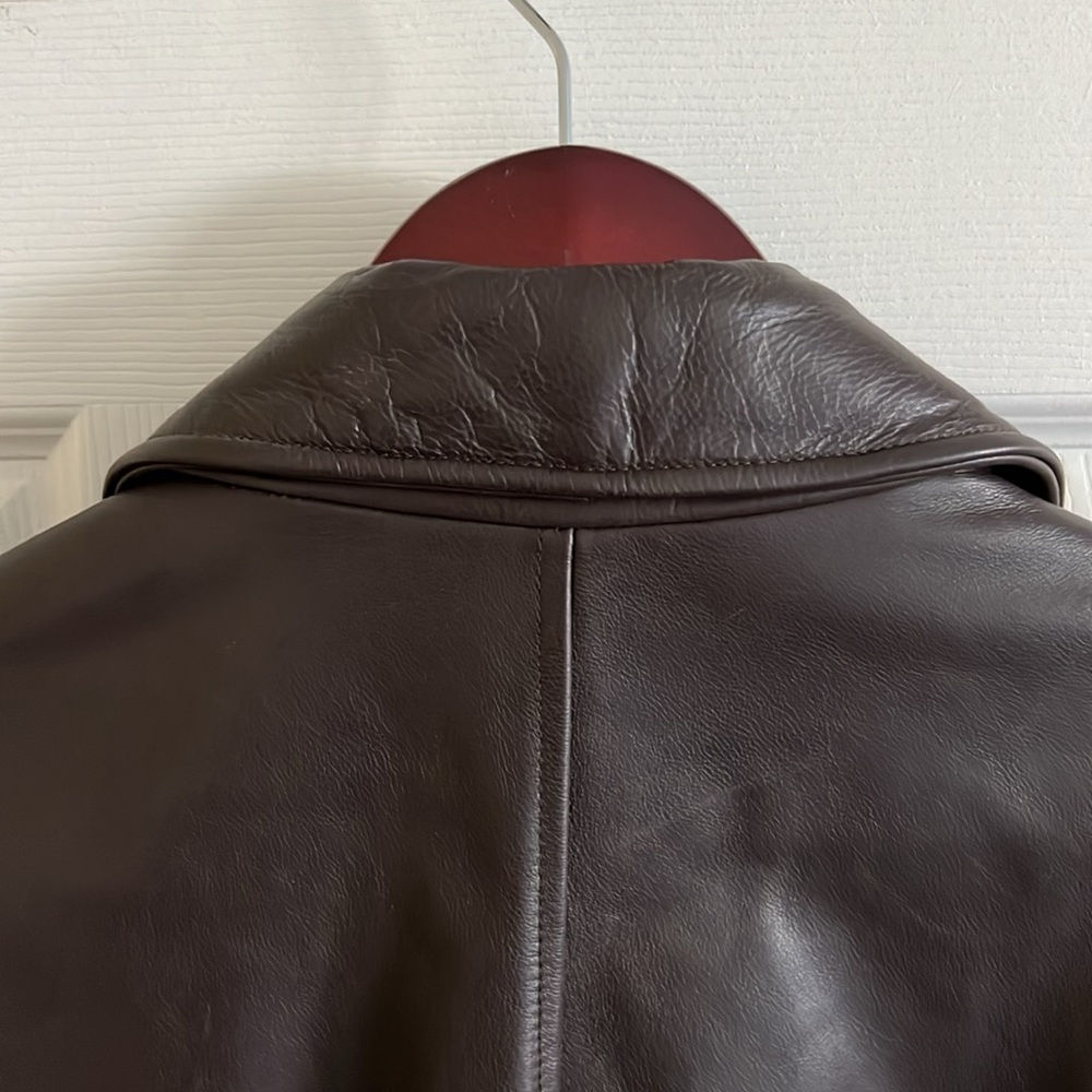 Banana Republic Men’s Brown Button Down Leather Long Coat - Picture 5 of 12